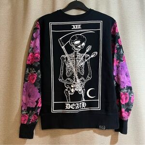 KILLSTAR "Death" Tarot Card Floral Sleeve Sweatshirt Gothic Witchcore